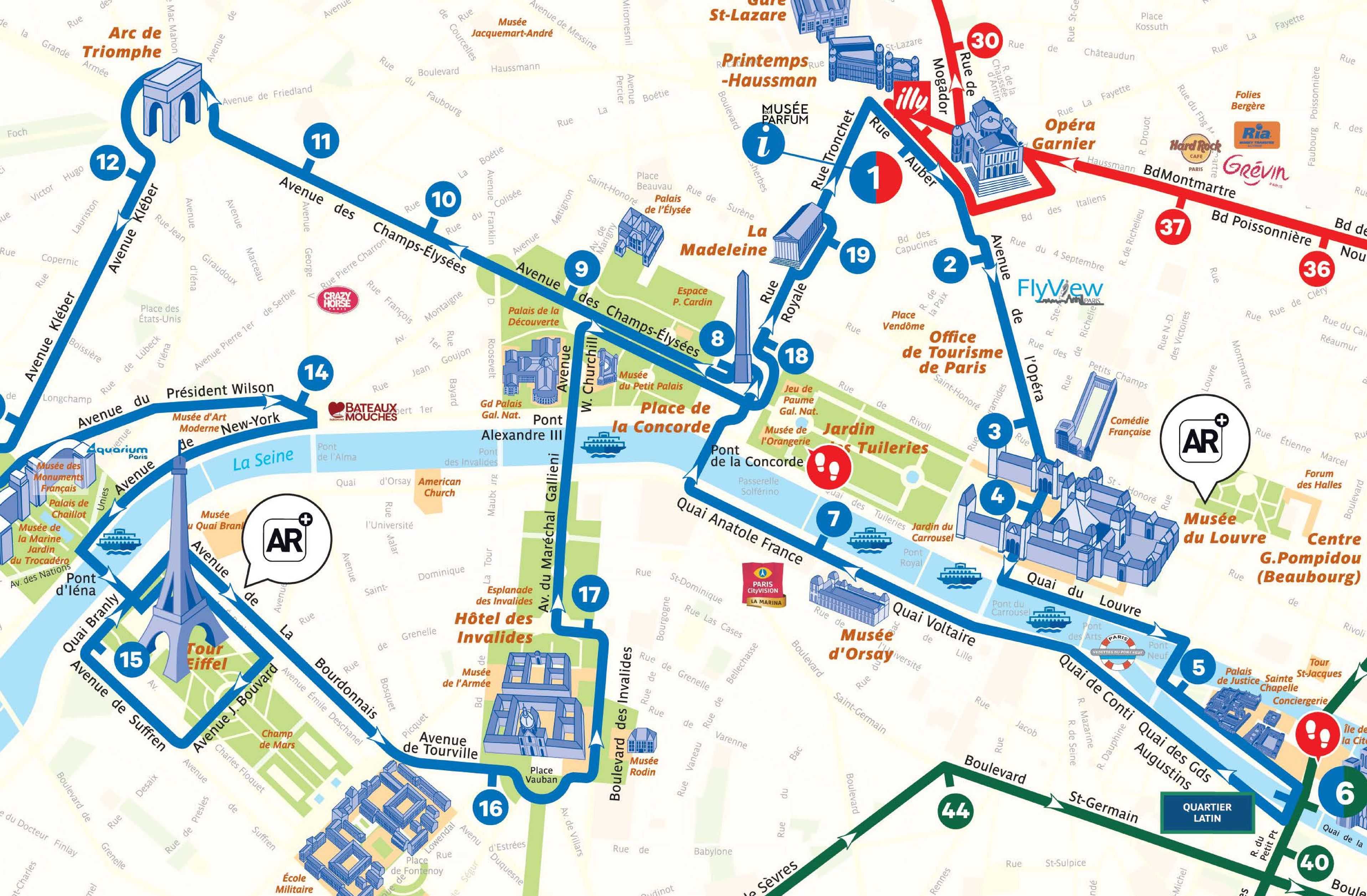 Hop On Hop Off Paris Map Map